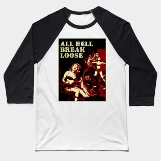 All Hell Break Loose - Vintage illustration Baseball T-Shirt